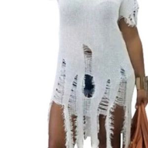 Ladies  ripped short-sleeve sweater dress